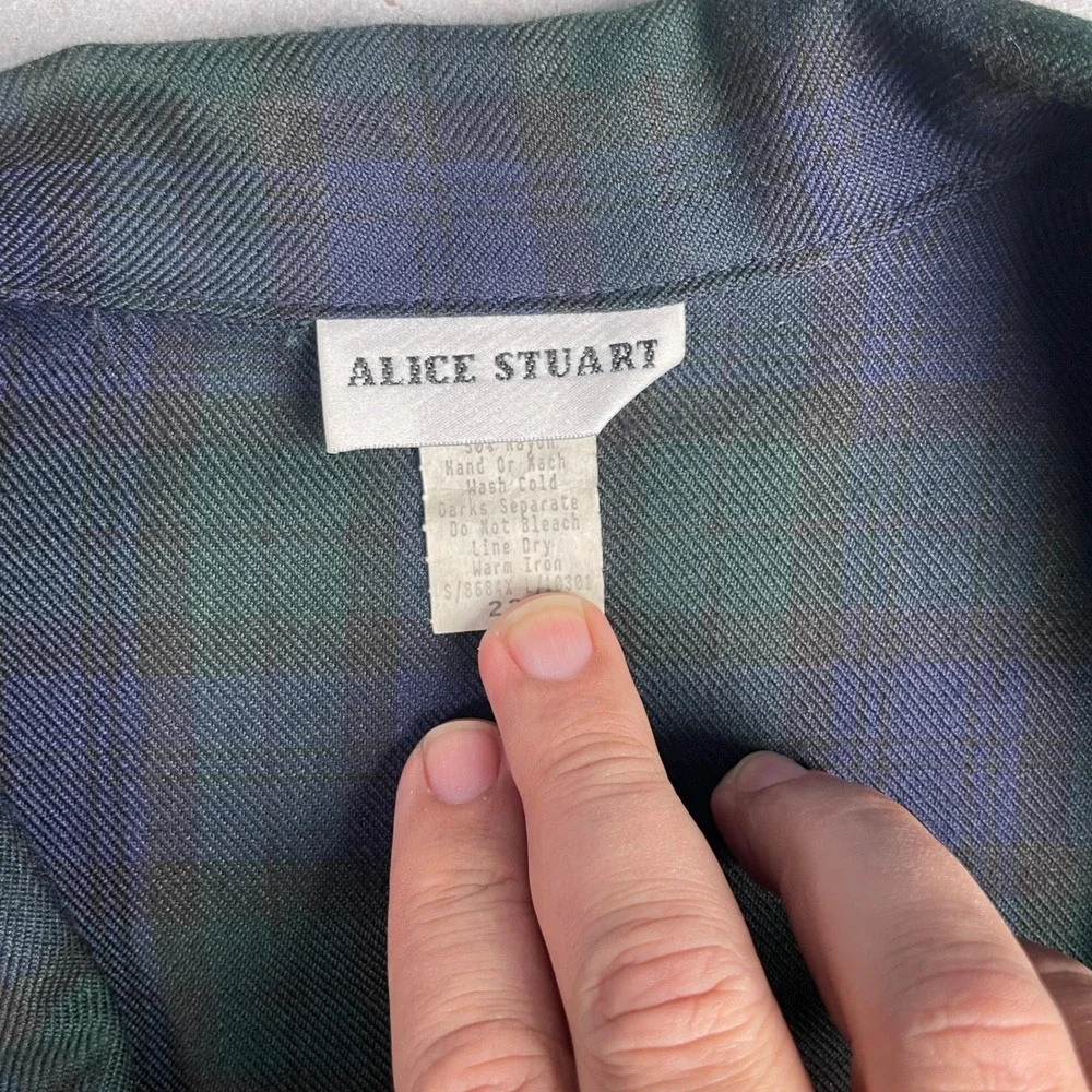 Alice Stuart Plaid Blazer‎ Career Office Button Front Jacket 22W